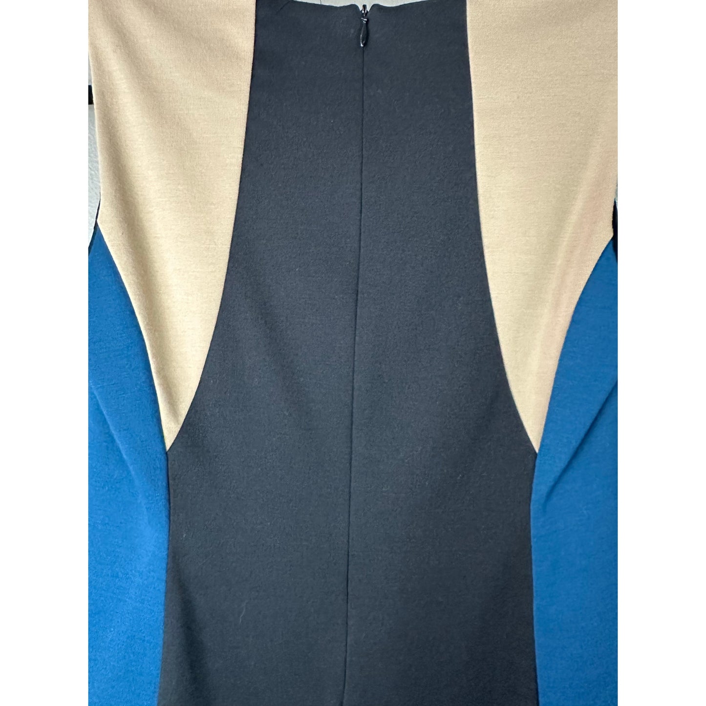Drew Blue Beige Color Block Sleeveless Sheath Style Office Business Dress Size 4