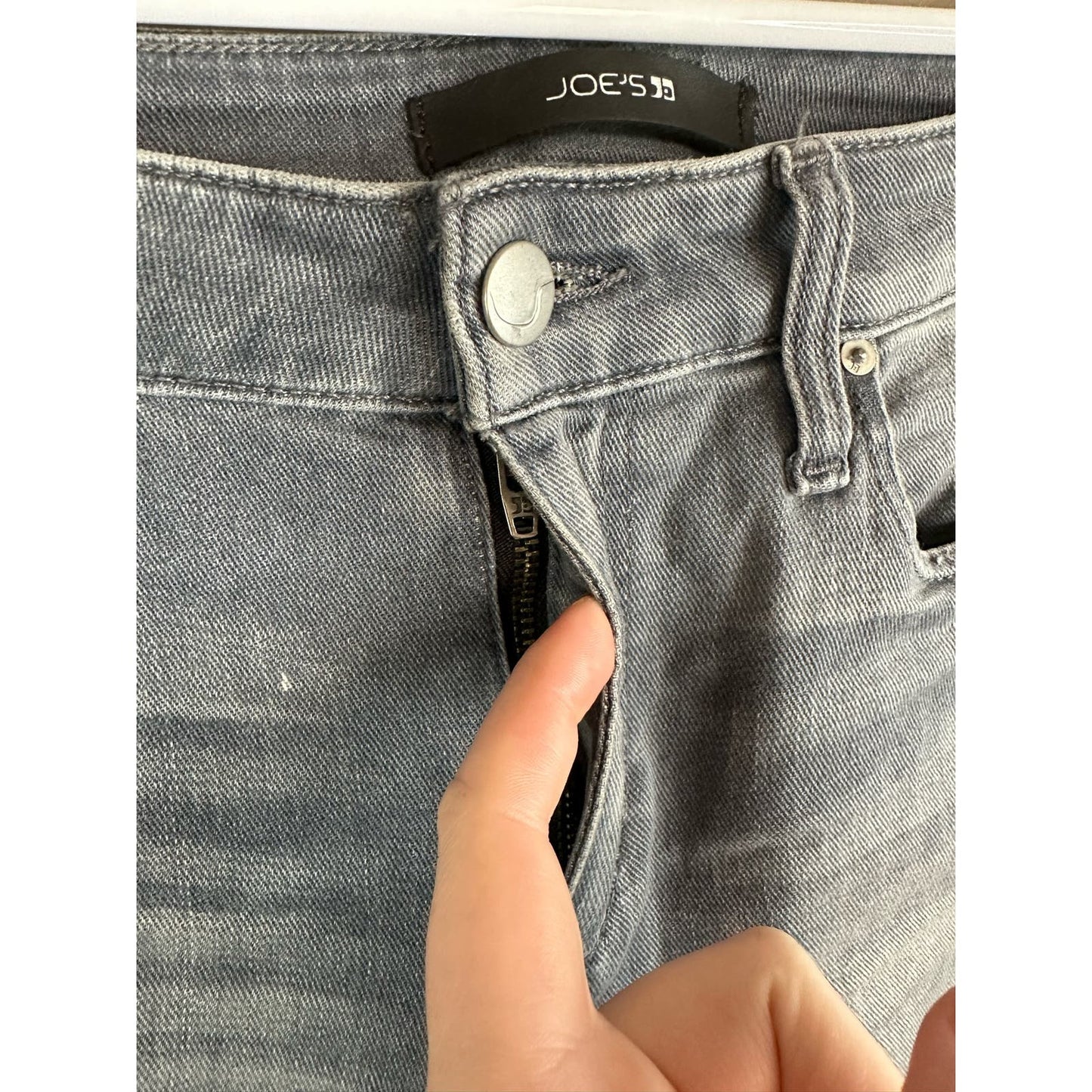 Joe’s Jeans Grey “The Icon” Mid Rise Skinny Ankle Scrunch Sides Size 25