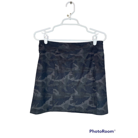 Drew Camouflage Black Grey Suede Zip Up Skirt Size 4