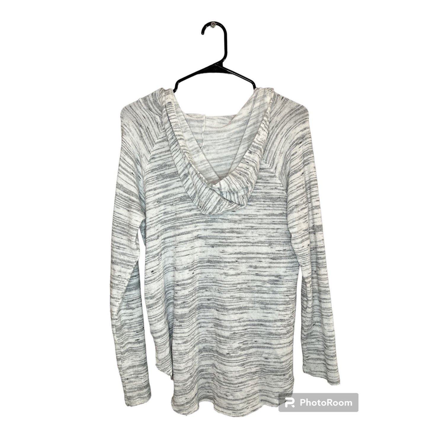 American Eagle Plush Soft Lace Up Long Sleeve Hooded Grey White Size M