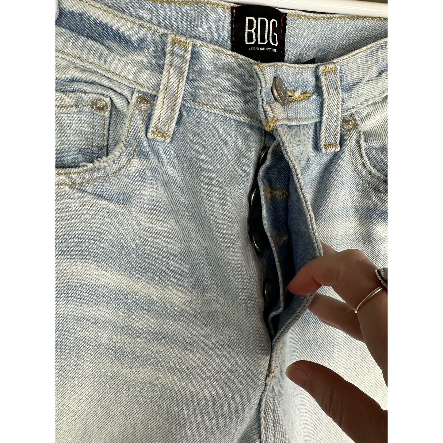 BDG Distressed Button Fly Light Wash Jeans Slim Straight Size 26
