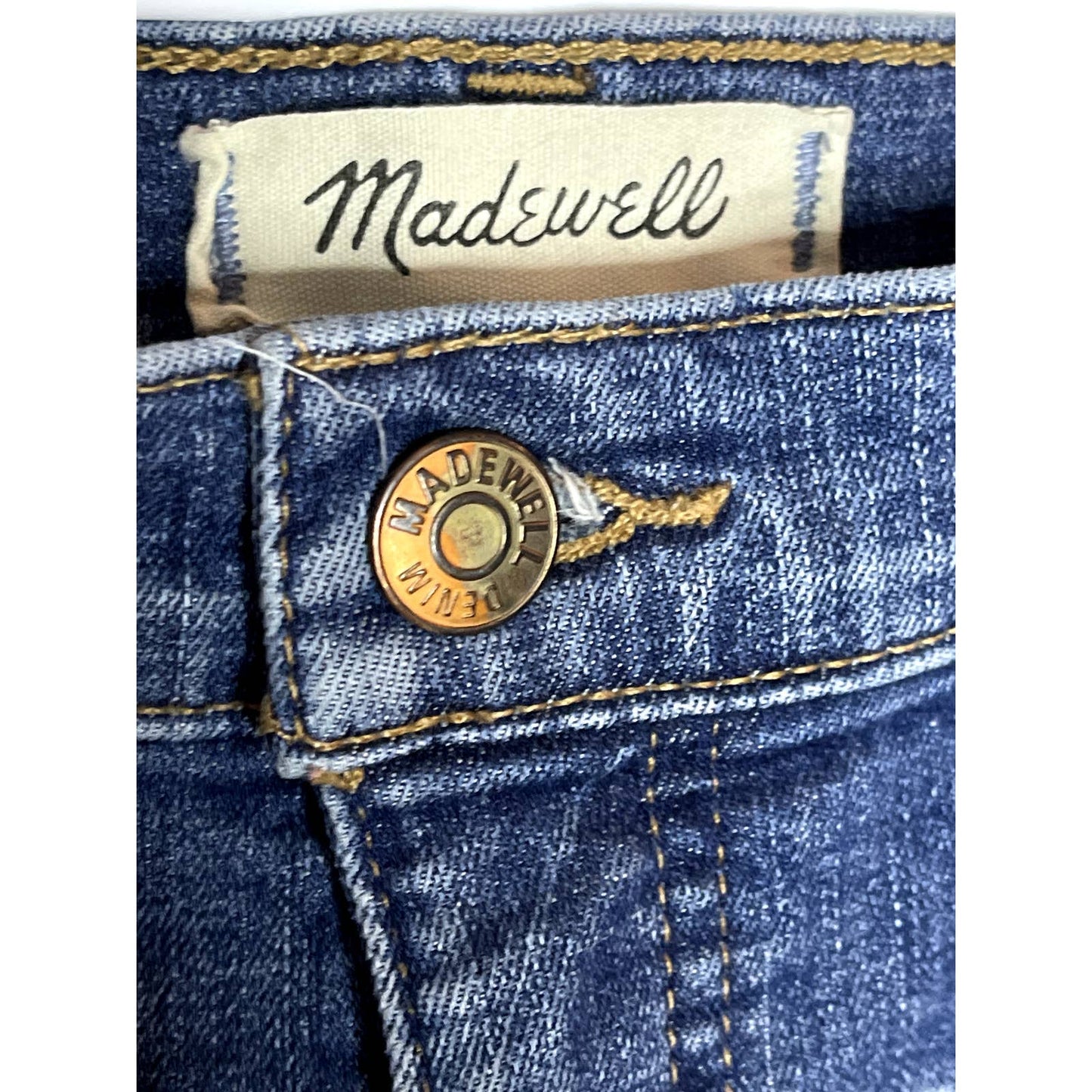 Madewell 10" High- Rise Skinny Denim Blue Jeans Distress Size 24