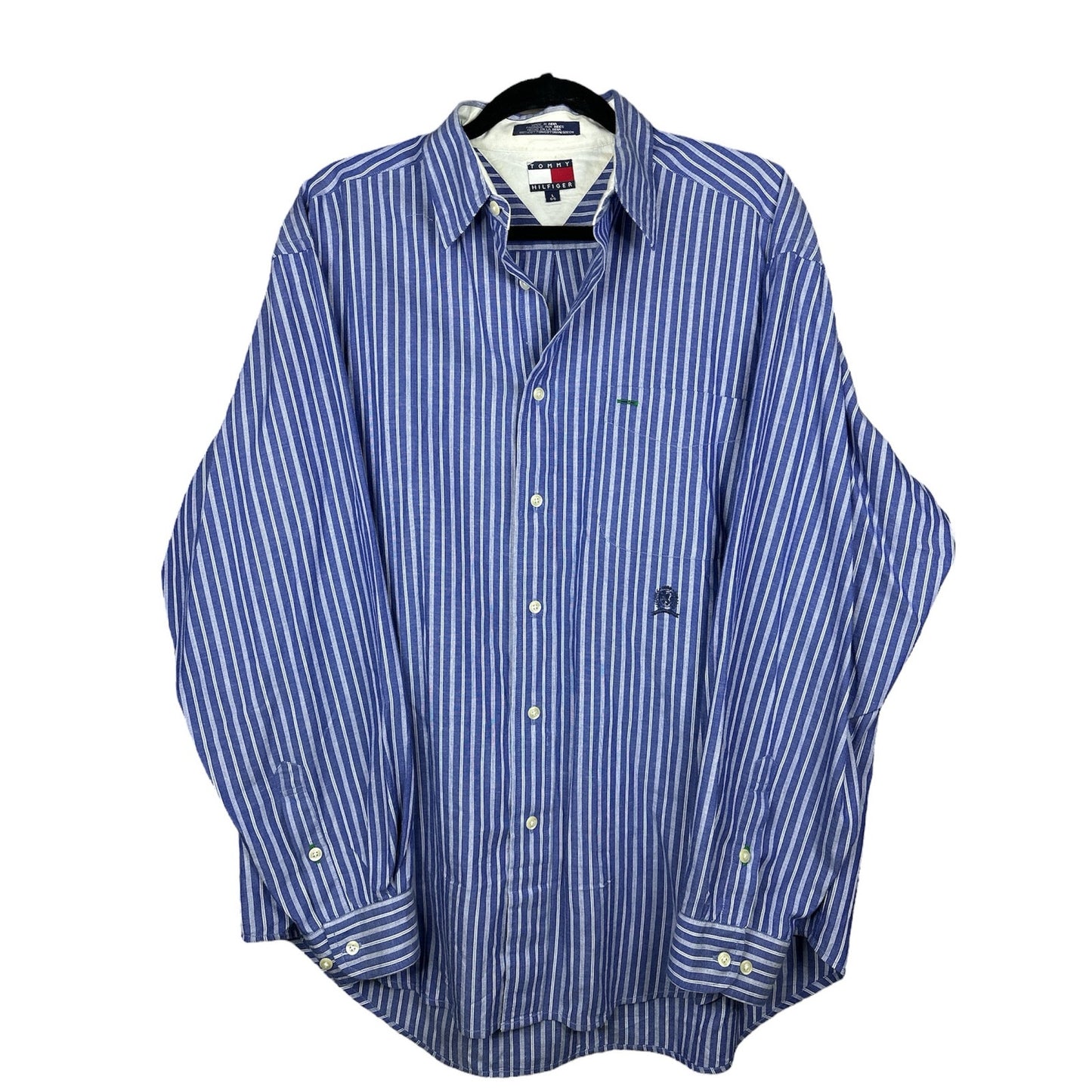 Men’s Tommy Hilfiger Blue Stripe Button Down Long Sleeve Dress Shirt Size L