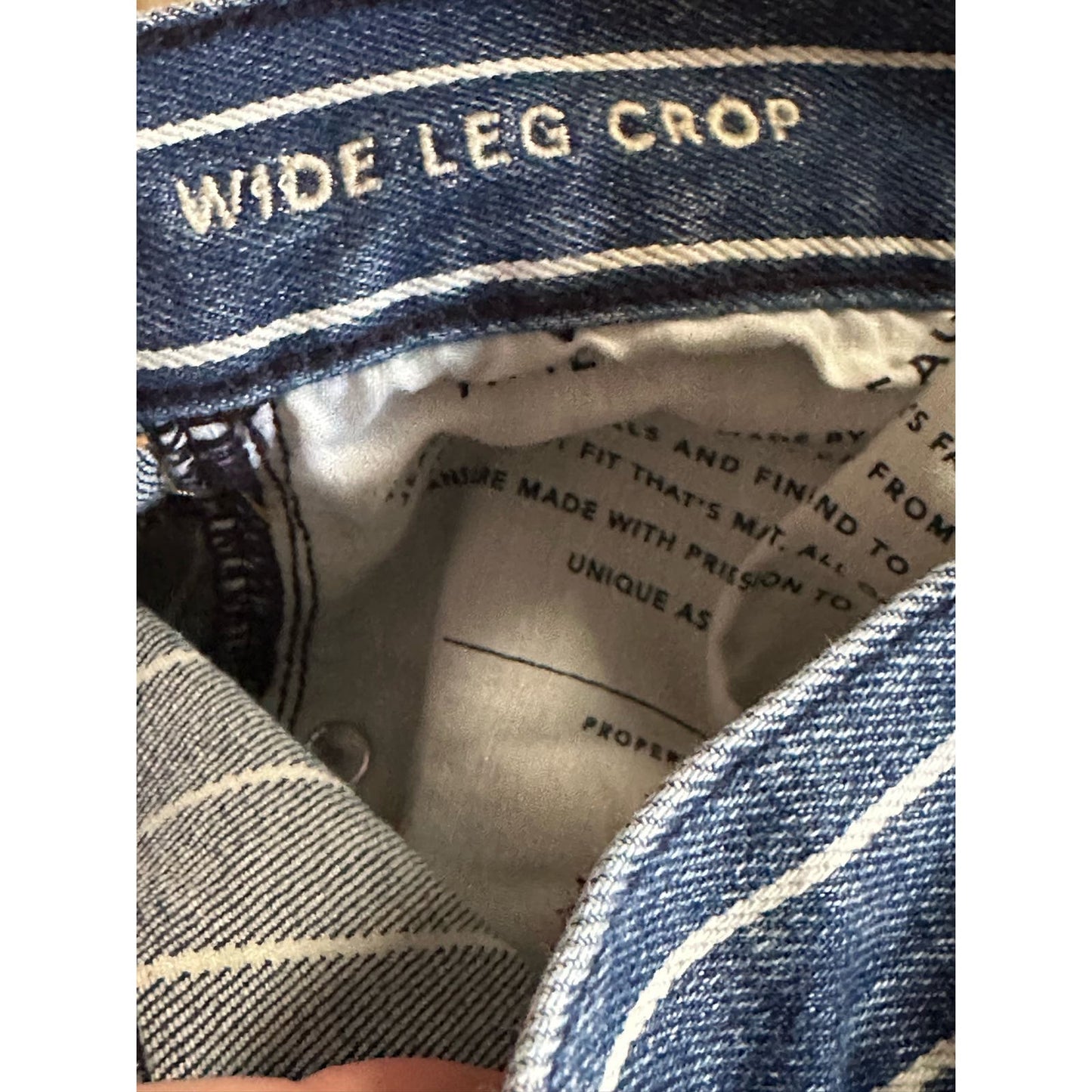 American Eagle Blue White Stripe Wide Leg Crop Blue Jeans Size 00