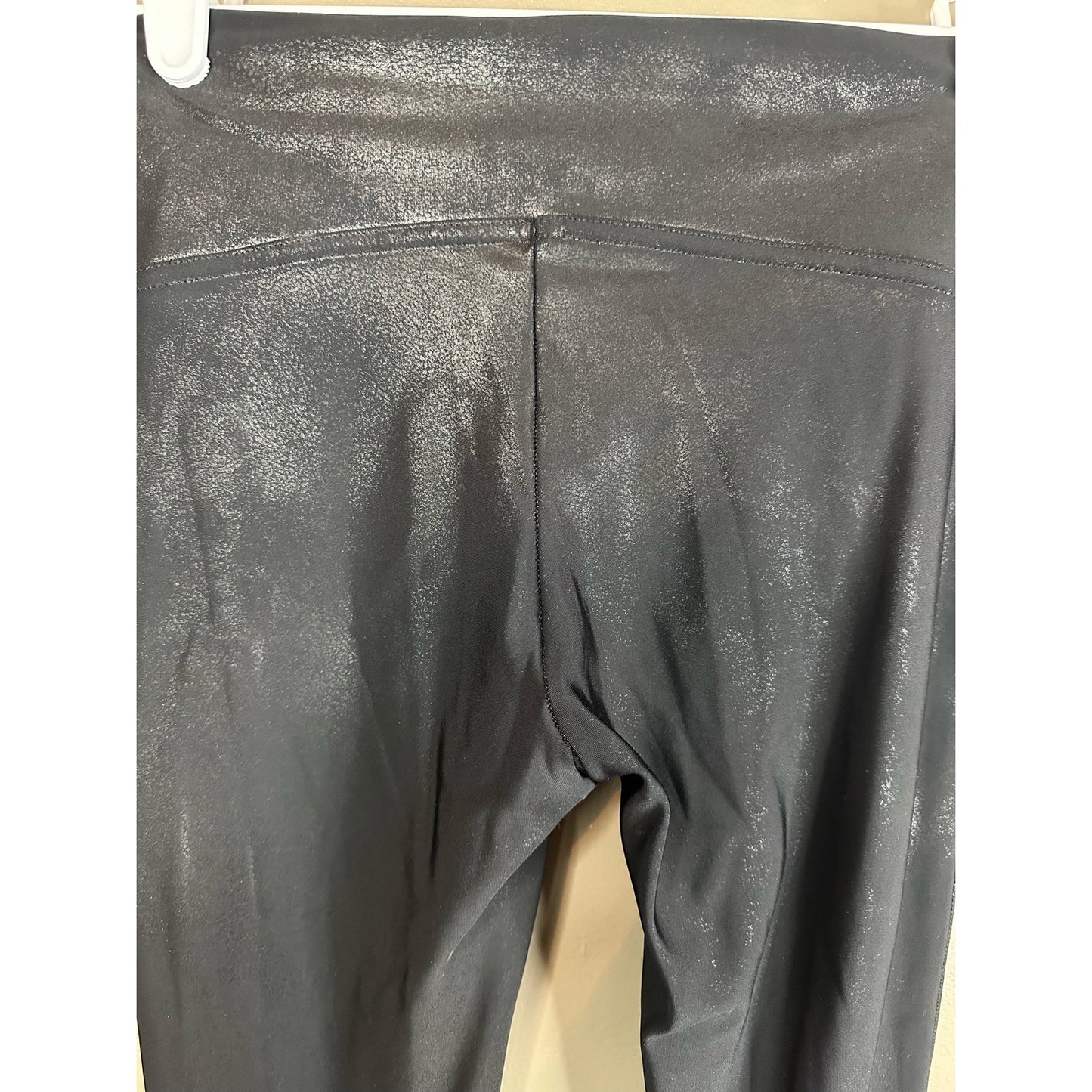 Spanx 'Faux Leather Leggings' Shimmery Sparkly Black Leggings Size Small Petite