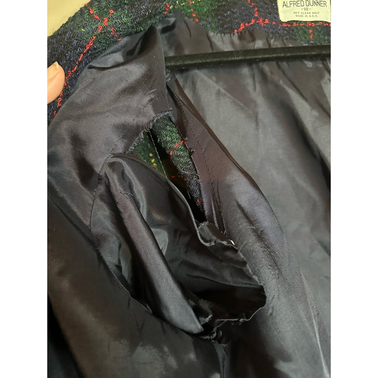 Vintage Alfred Dunner Christmas Red Green Blue 100% Wool Blazer Size 18