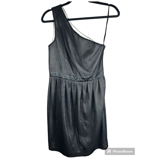 Armani Exchange One Sided Shoulder Zip Up Textured Black white Dress Size 4