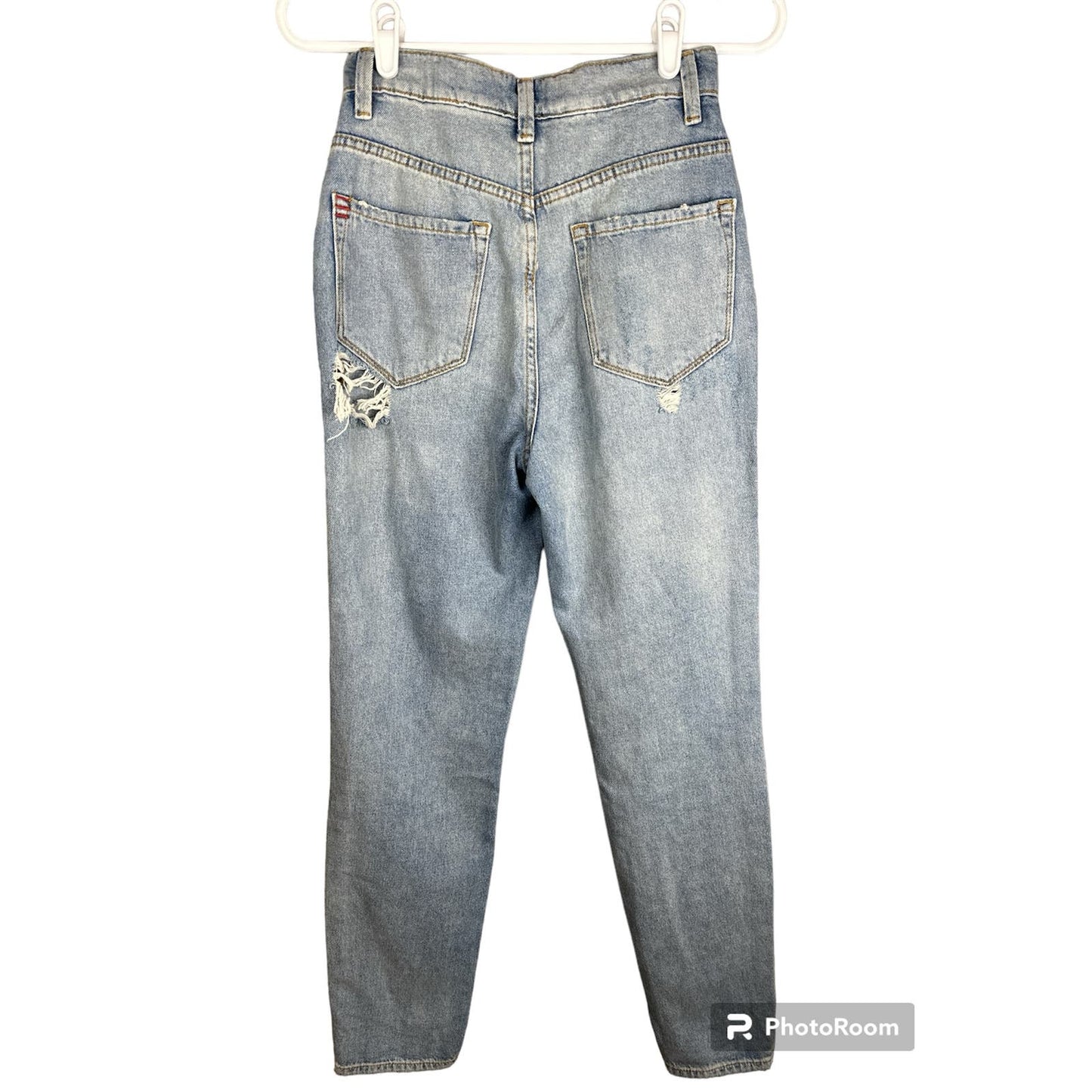 BDG Super Distressed Light Wash Mom High Rise High Waisted Blue Jeans Size 25