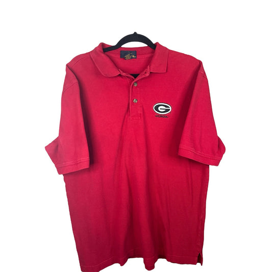 Antigua Men’s Collared Short Sleeve Button Up Red UGA Polo Size Medium