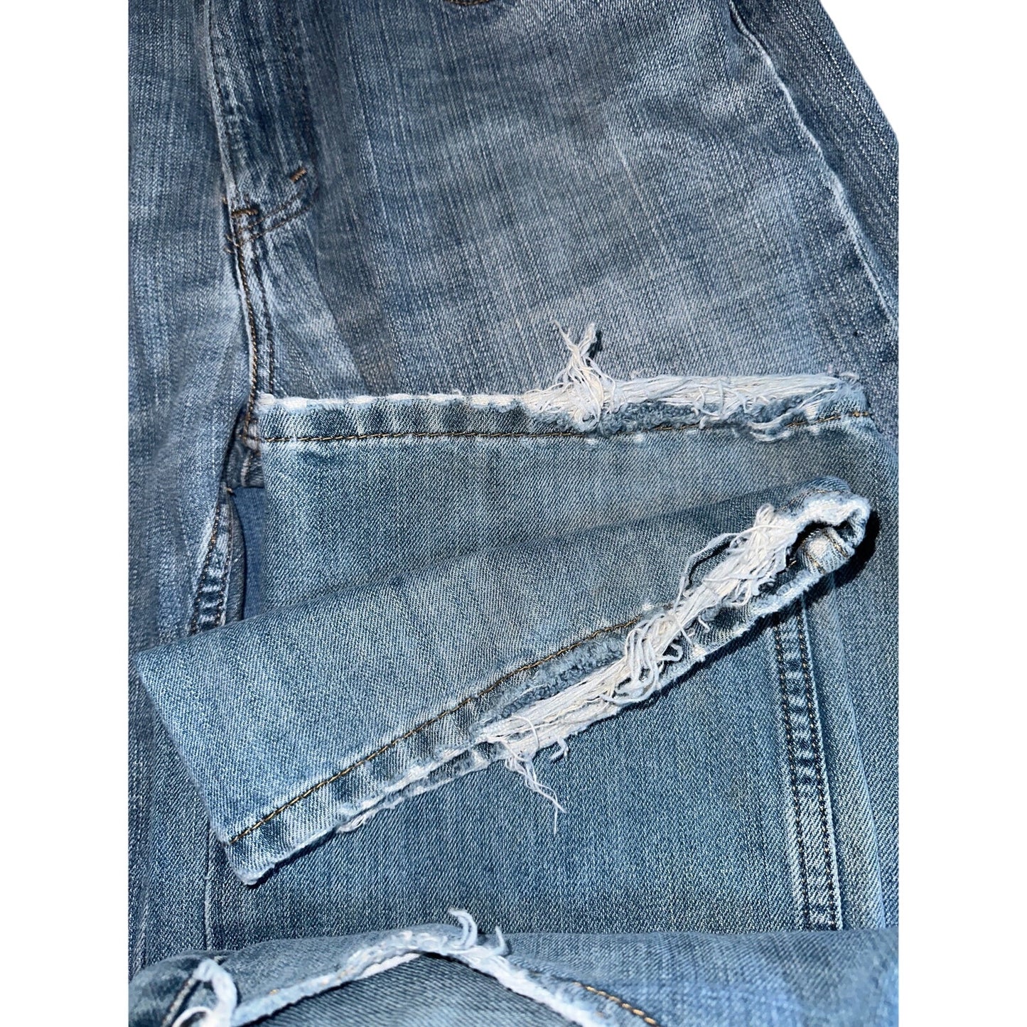 Men’s Levi’s 559 Light Wash Distressed Worn In Blue Jeans Denim Size 34X30