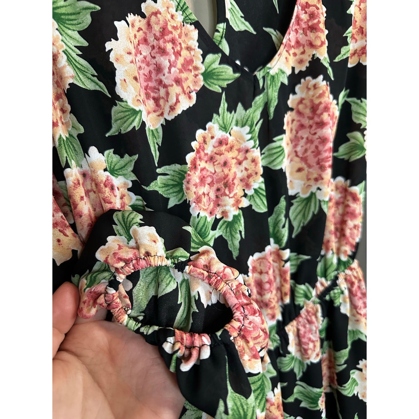 Show Me Your Mumu Long Sleeve Pink Black Floral Print Rainey Romper Size S
