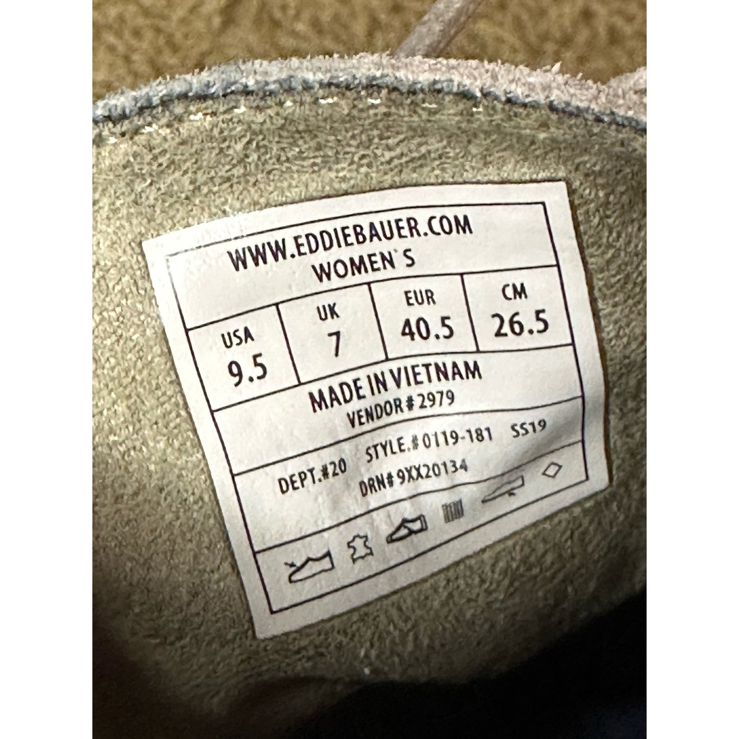 Women’s Eddie Bauer Grey Lace Up High Top ‘Cloudline’ Chukka Shoe Size 9.5
