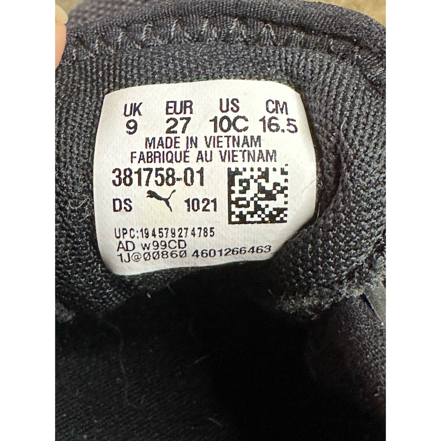 Boy’s Puma Pacer Next Excel Black Elastic Lace Up Low Top Athletic Shoes Size 9