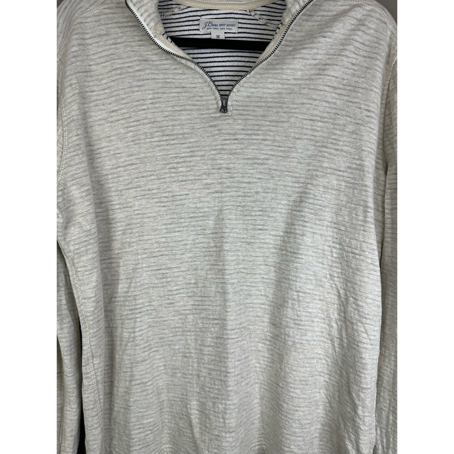 J. Crew Knit Goods Beige Tan Long Sleeve Quarter Zip Pullover Sweatshirt Size M