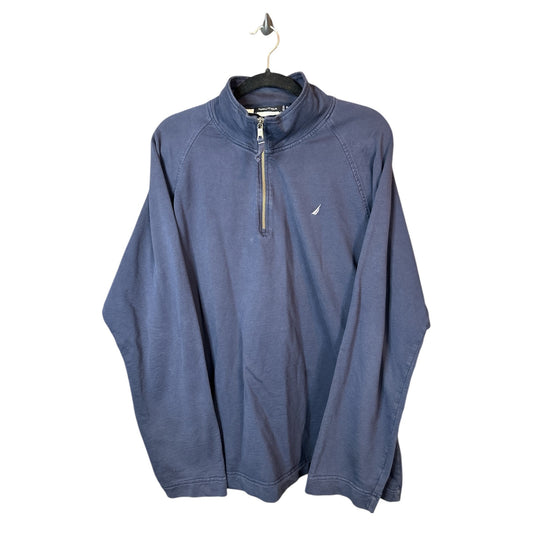 Men’s Nautica Blue Long Sleeve Blue Quarter Zip Pullover Sweatshirt Size XL