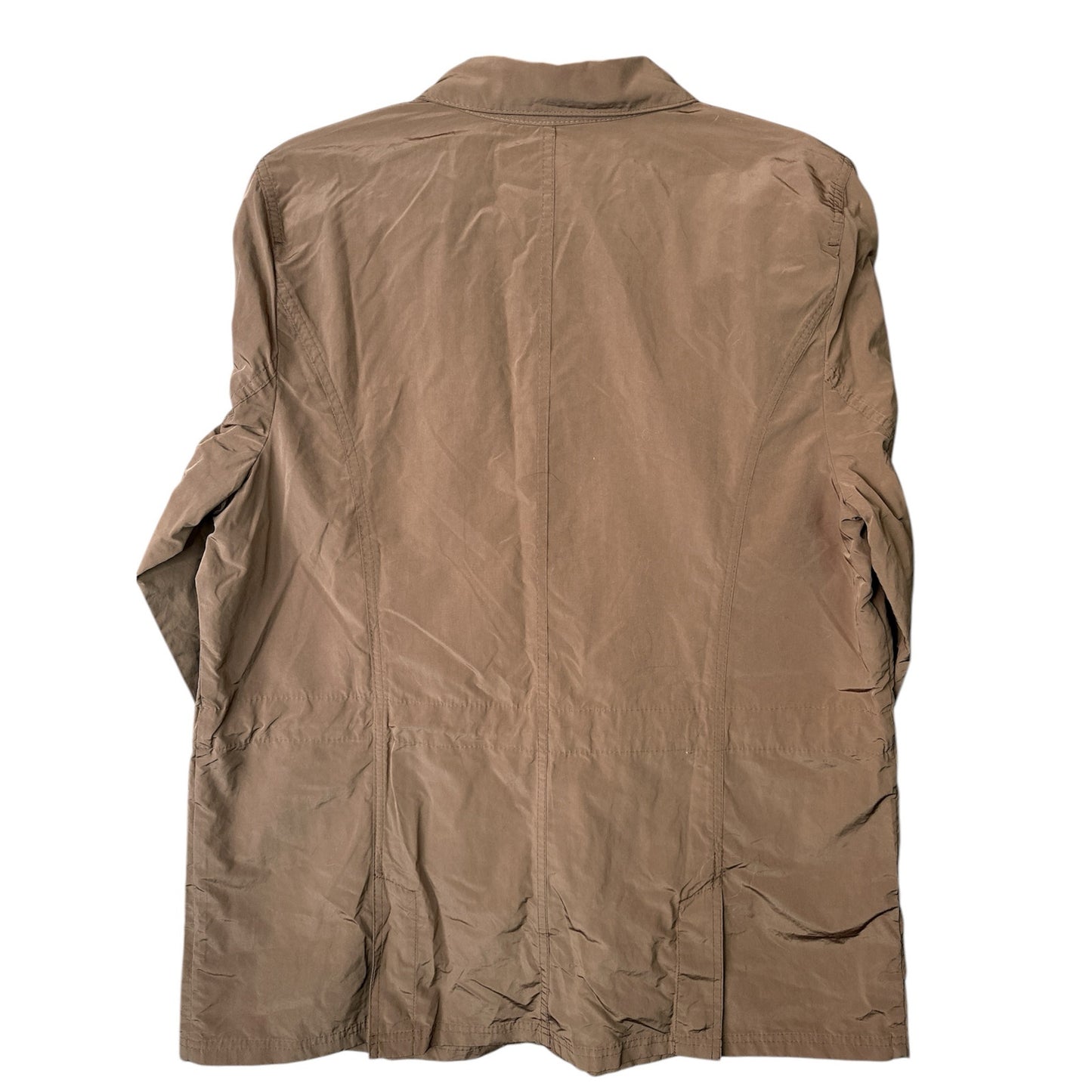 J. Jill Brown Hidden Zip Up Windbreaker Collared Pockets Jacket Size Large Tall