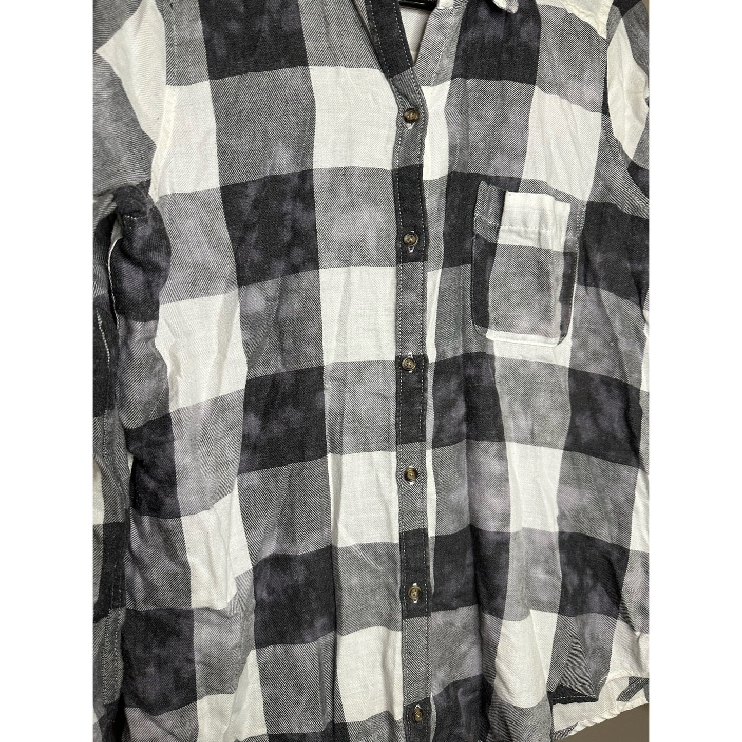 Hollister Black White Bleach Splatter Long Sleeve Button Down Size S
