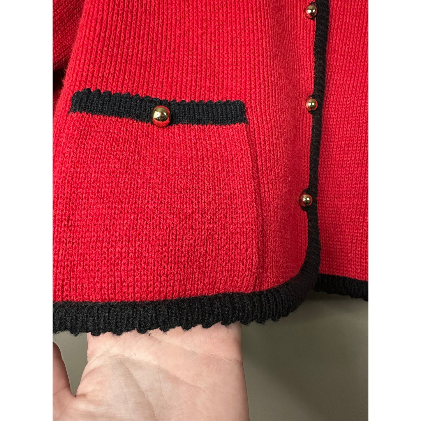 Vintage Lindsey Blake Red 100% Acrylic Long Sleeve Button Cardigan Size Large