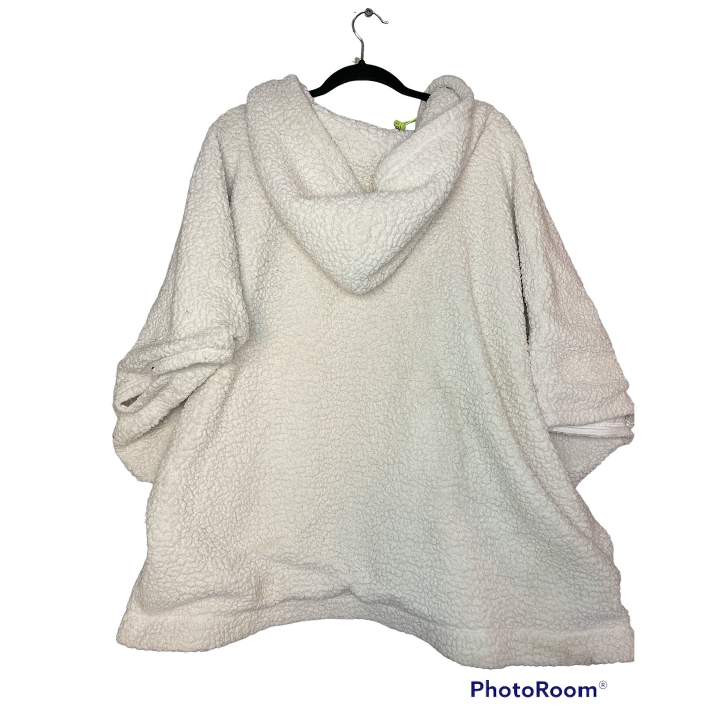 Offline By Aerie White Sherpa Zip Up Hooded Oversized Poncho Cape Size Medium