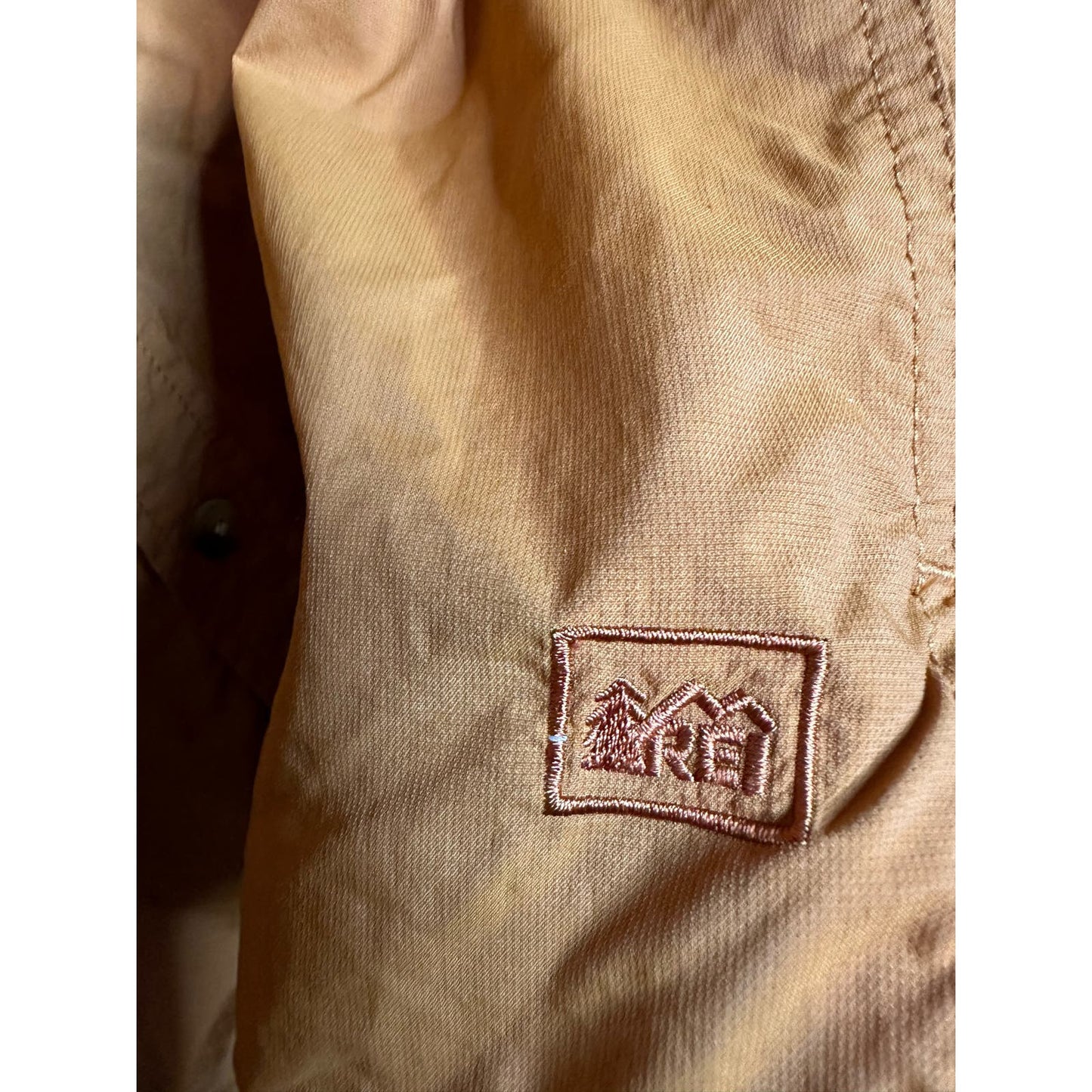 REI Orange Short Sleeve Button Down Collared Lightweight Fishing Shirt Size XL
