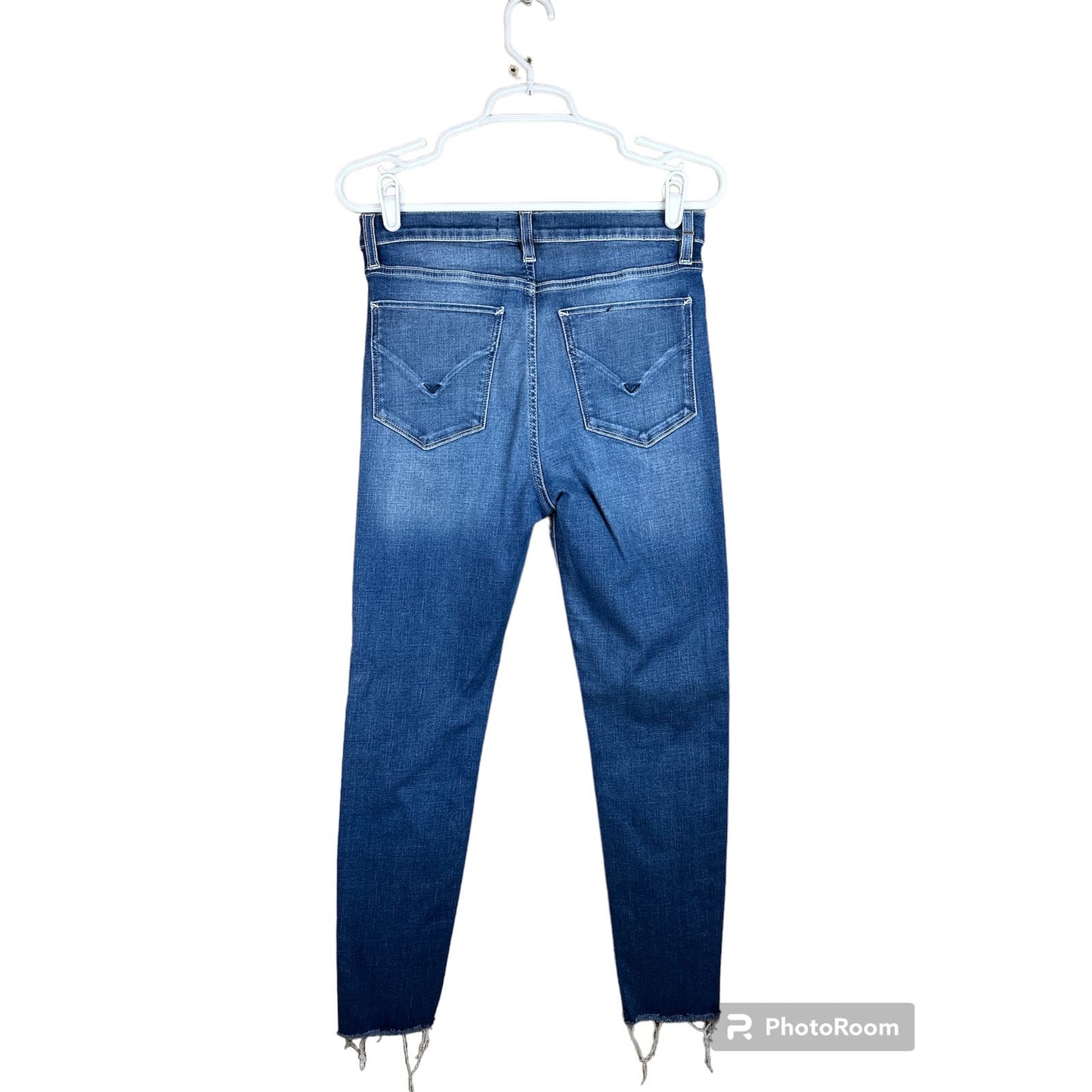 Hudson Los Angeles Skinny Jeans Blue Denim Raw Hem Size 29