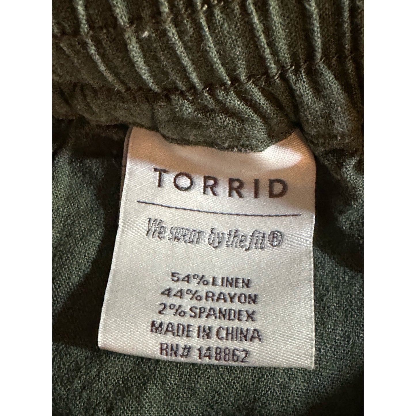 Torrid Linen Blend Green Pull On Drawstring Pocket Shorts Size 0