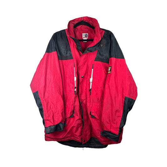 Vintage R&Y Sport Red Rain Coat/ Windbreaker Zip Up Jacket Size Large