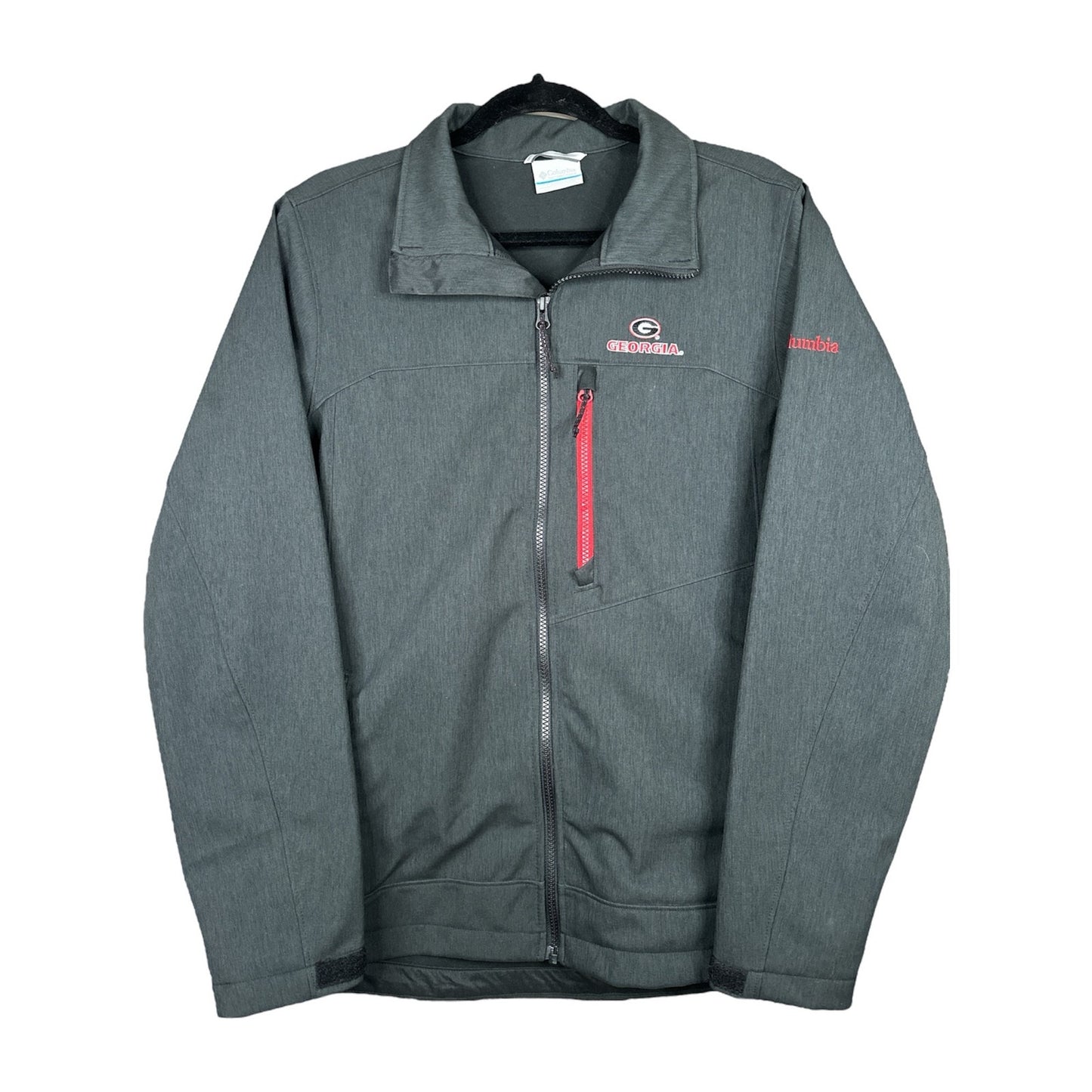 Columbia Grey Black Red UGA Georgia Collared Zip Up Jacket Size Small