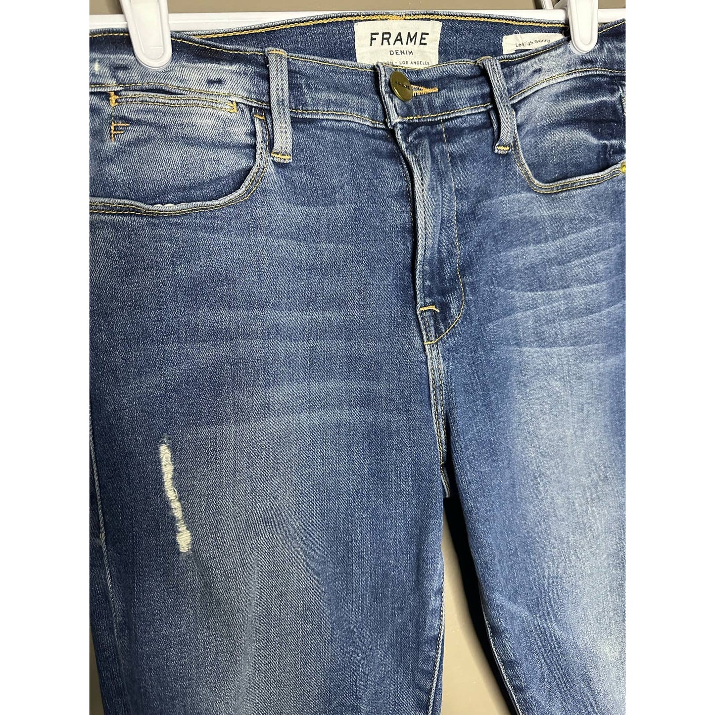 Frame Style 'Le High Skinny" Blue Jeans Denim Slight Distress Size 25