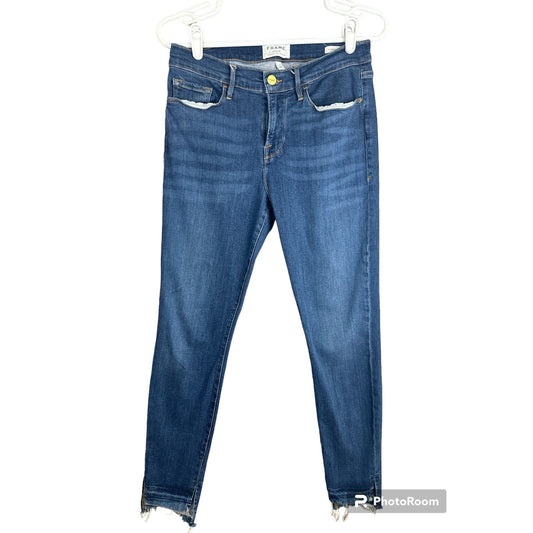 Frame ‘Le Skinny De Jeanne’ Dark Wash Raw Hem Skinny Jeans Size 29