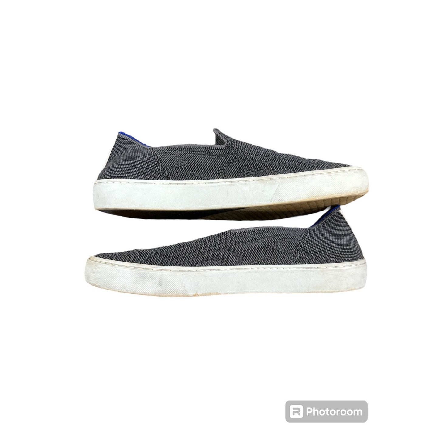 Women’s Rothy’s Light Grey White Slip On Sneaker Woven Shoe Size 9.5