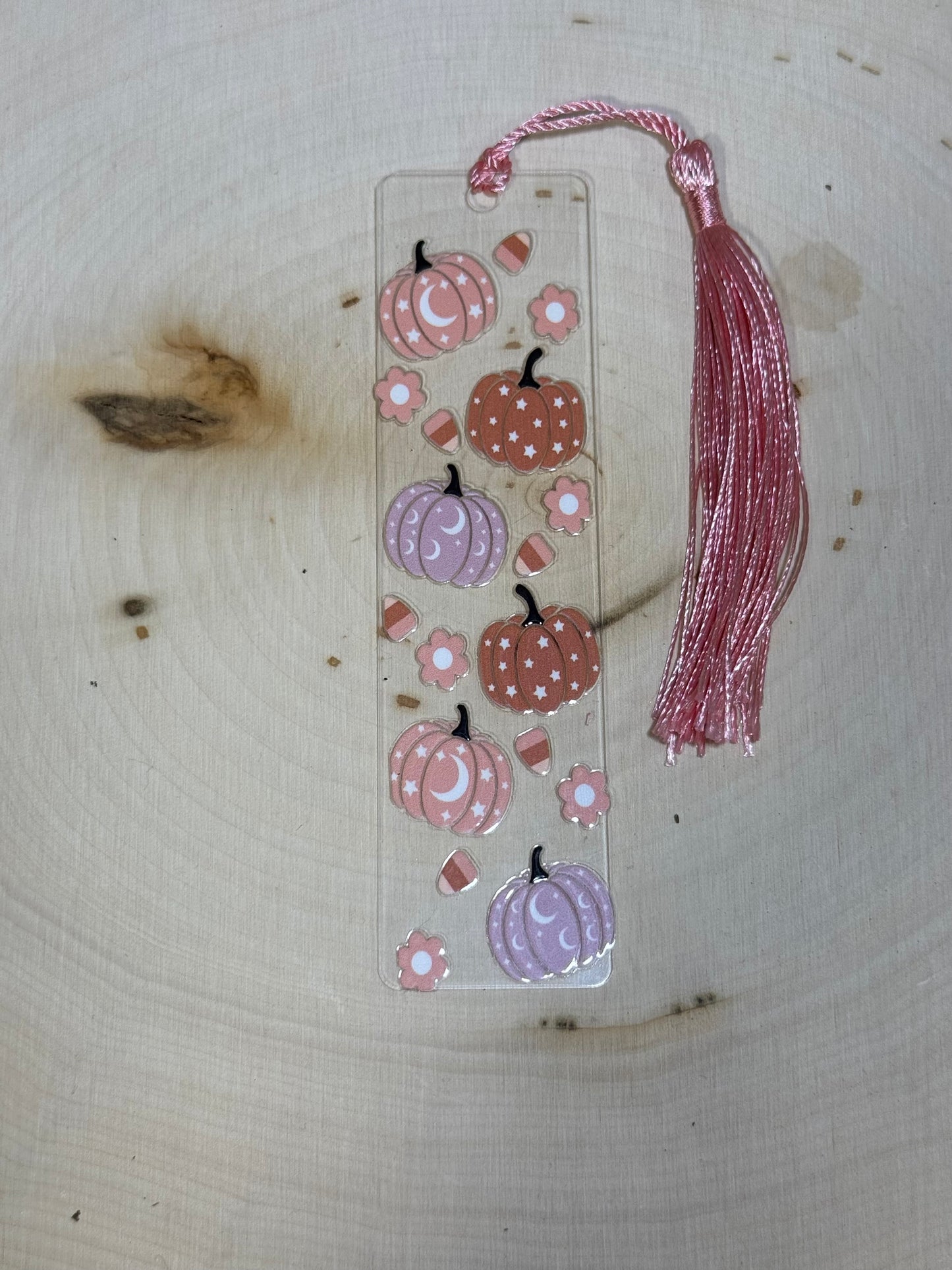 Handmade Thin Clear Acrylic Bookmark- ‘Pumpkin Daydream’
