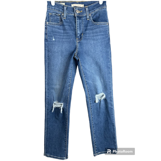 Levi’s Premium 724 High Rise Straight Crop Medium Wash Blue Jeans Size 23