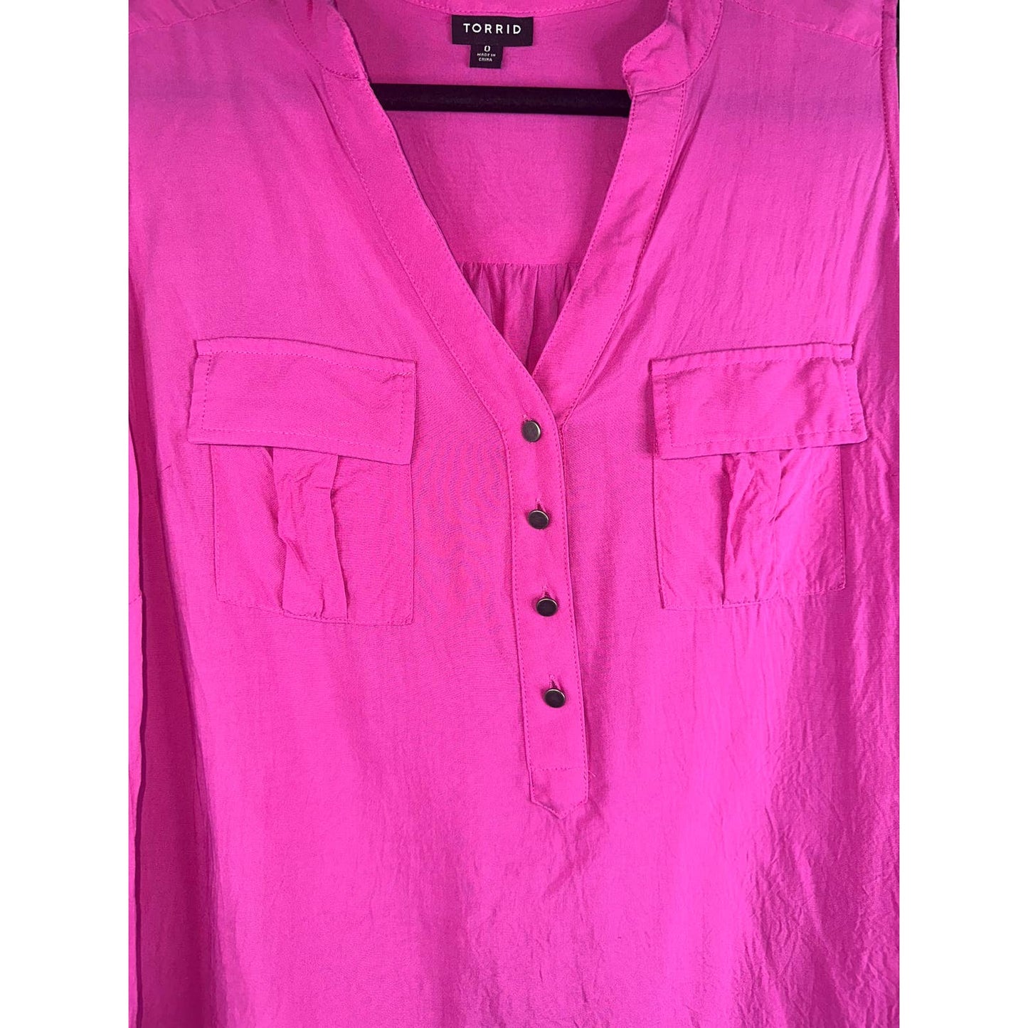 Torrid Pink Sleeveless Pullover Button Down Tank Top Size 0X