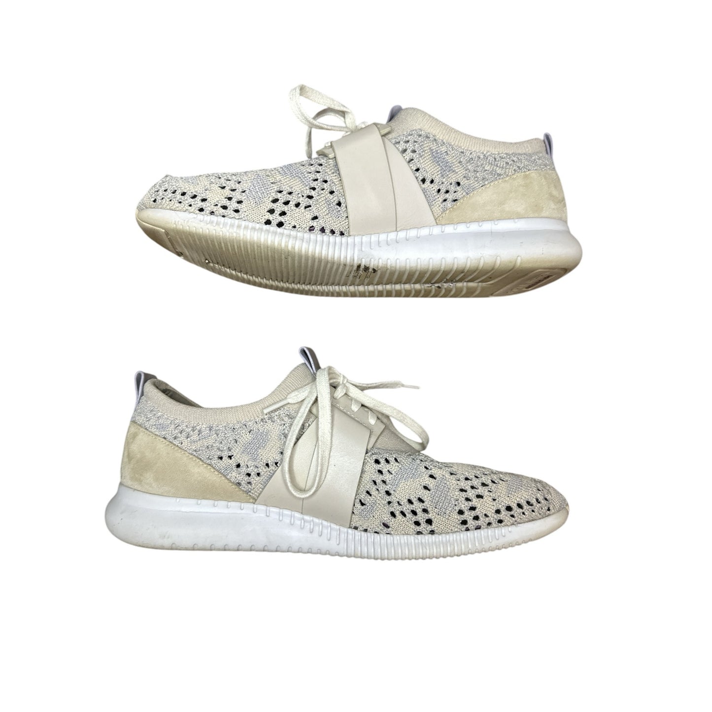 Women’s Cole Haan Studiogrand Lace Up Knitted/ Woven Beige Shoes Size 8