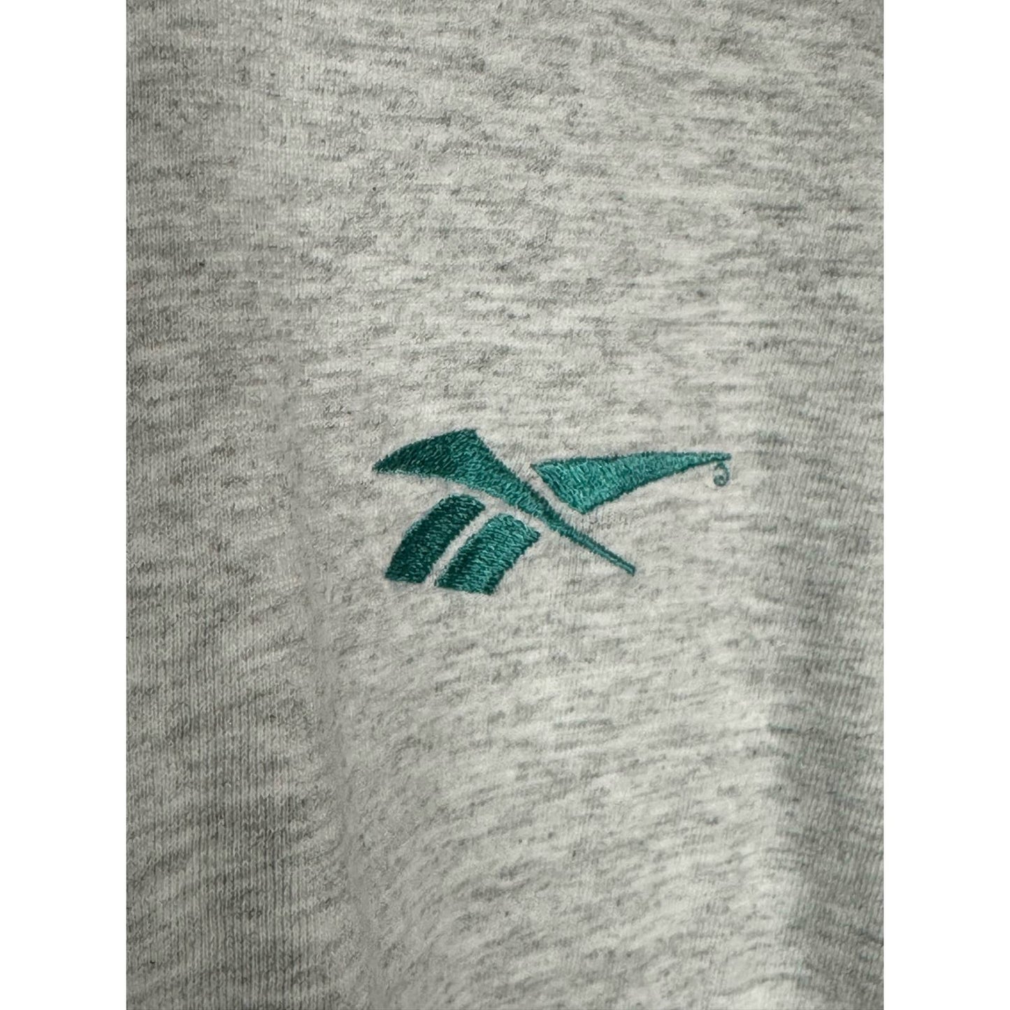 Vintage Reebok Single Stitch Heathered Grey White Embroidered Logo Size Medium