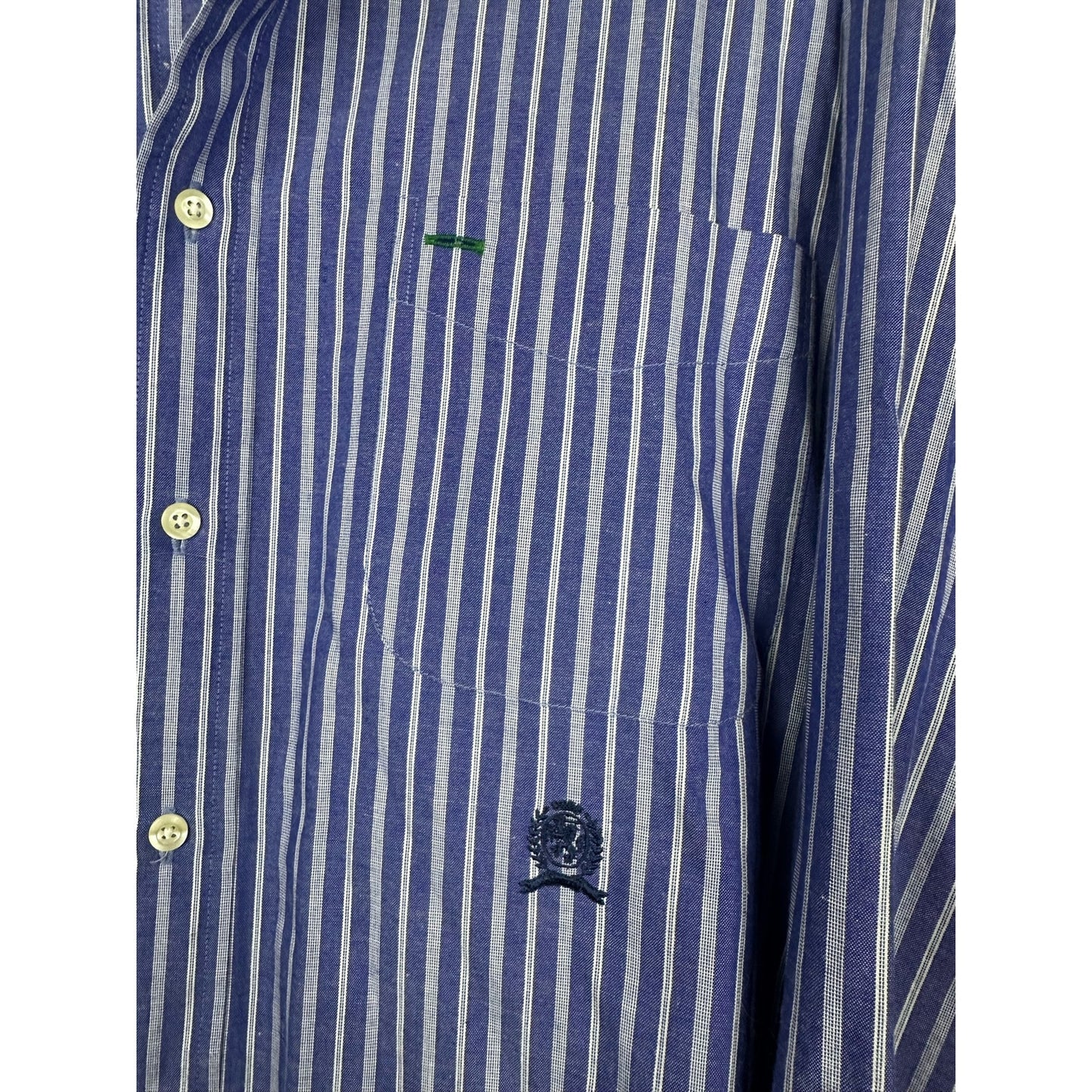 Men’s Tommy Hilfiger Blue Stripe Button Down Long Sleeve Dress Shirt Size L