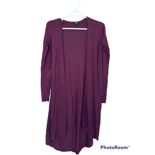 Express Plum Purple Long Sleeve Long Cadigan/ Duster Size XS