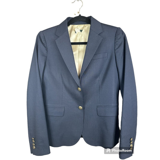 J. Crew Navy Blue Pinstripe Long Sleeve Blazer Wool Size 2