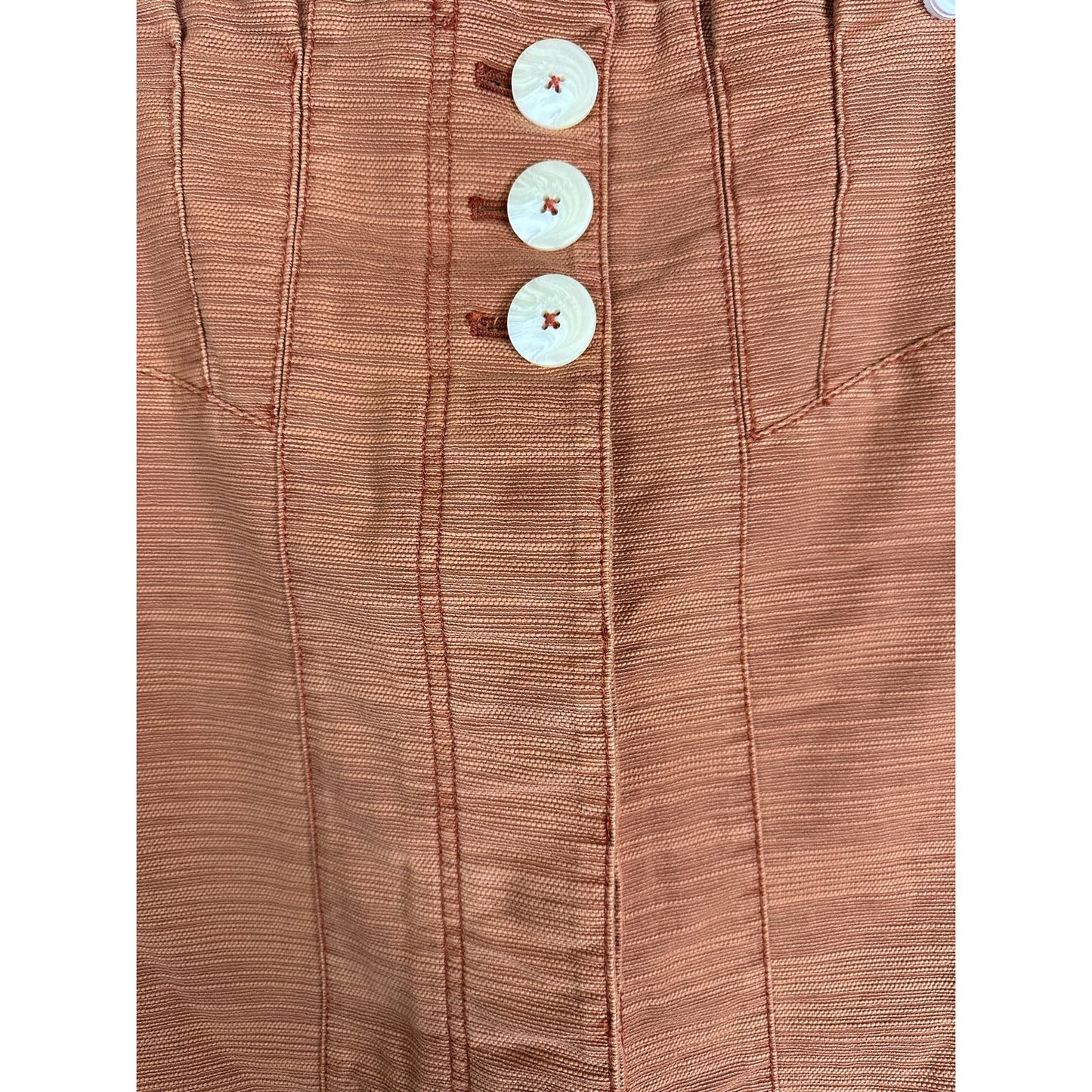 Free People Orange Tera Cotta Button Down Mini Skirt Size 2