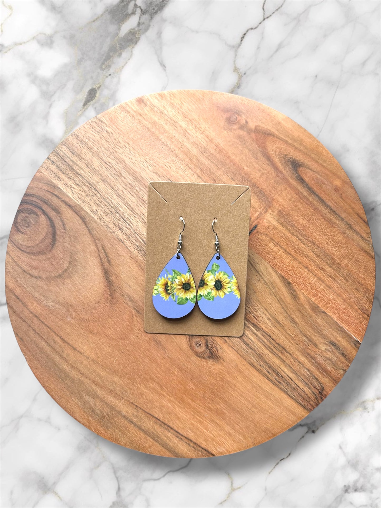 Handmade Sublimated MDF Teardrop Shaped Earrings –  Lightweight, Unique Jewelry