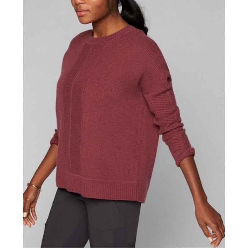 Athleta Habitat Wool Cashmere Maroon Long Sleeve Pull Over Sweater Size Small