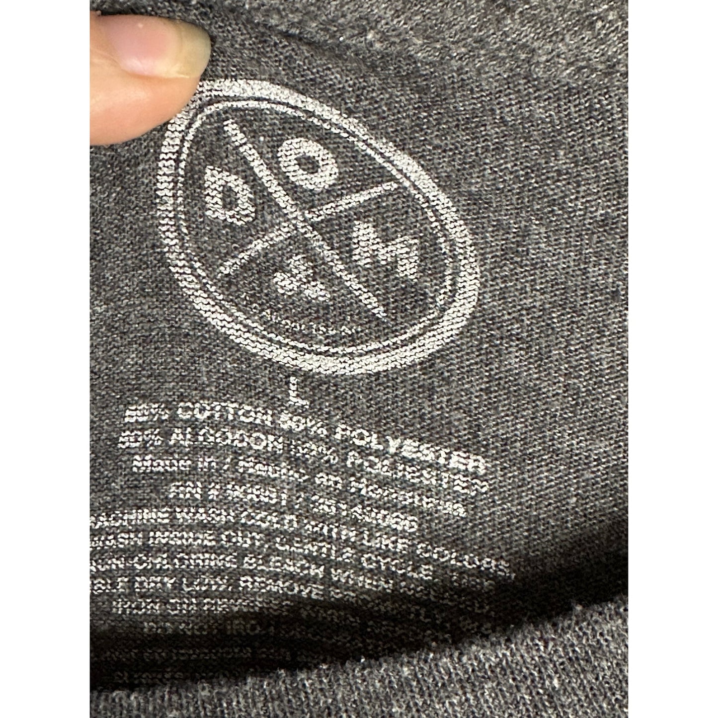 DOM Grey People Person Graphic T-Shirt Short Sleeve Funny Quote Size L