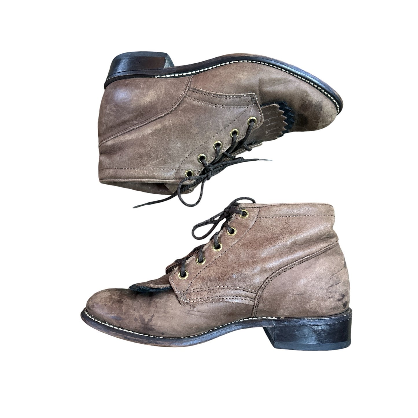 Vintage Women’s Laredo Brown Lace Up Kiltie Western Ankle Booties Size 7.5