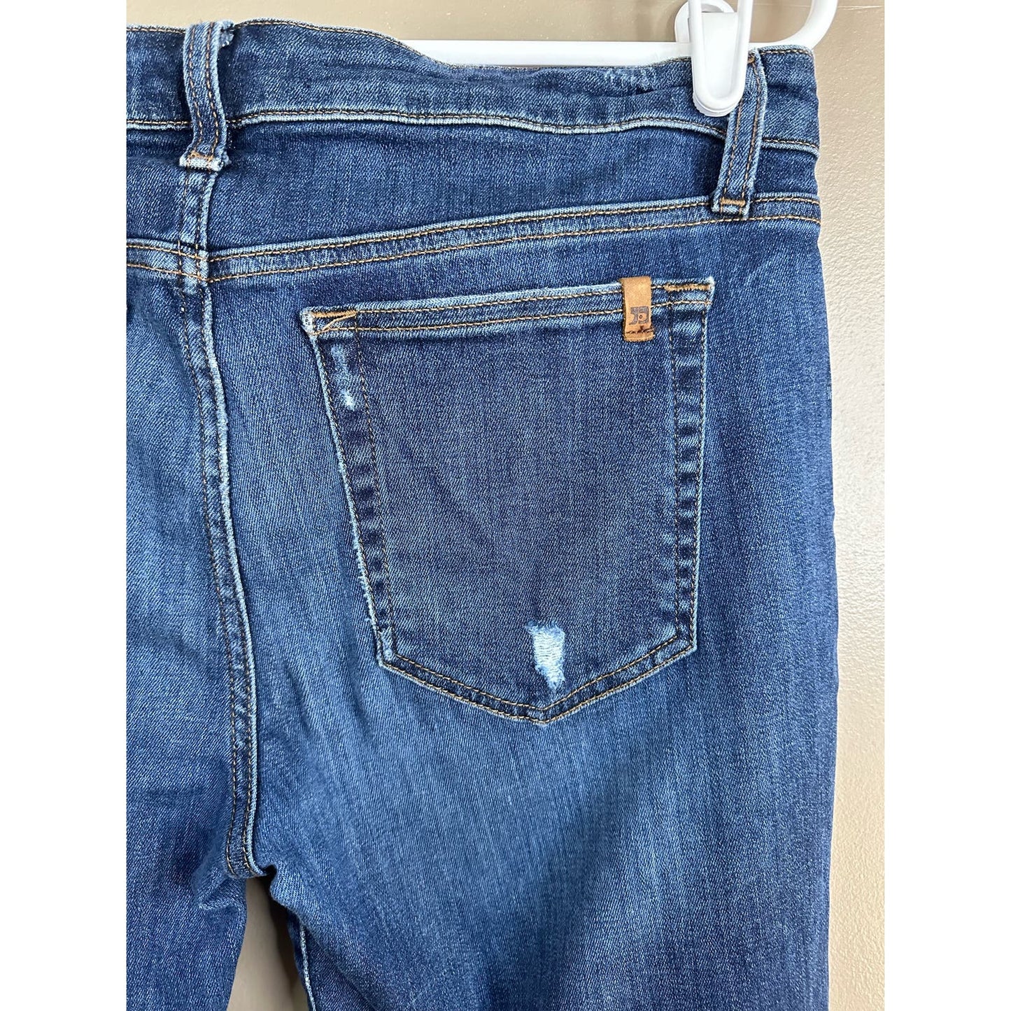 Joe’s Jeans Medium Wash Distressed Skinny Joyce Raw Hem Fringe Blue Jeans Size 31