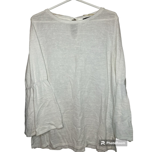 Sanctuary Bell Long Sleeves White Blouse Keyhole Size L