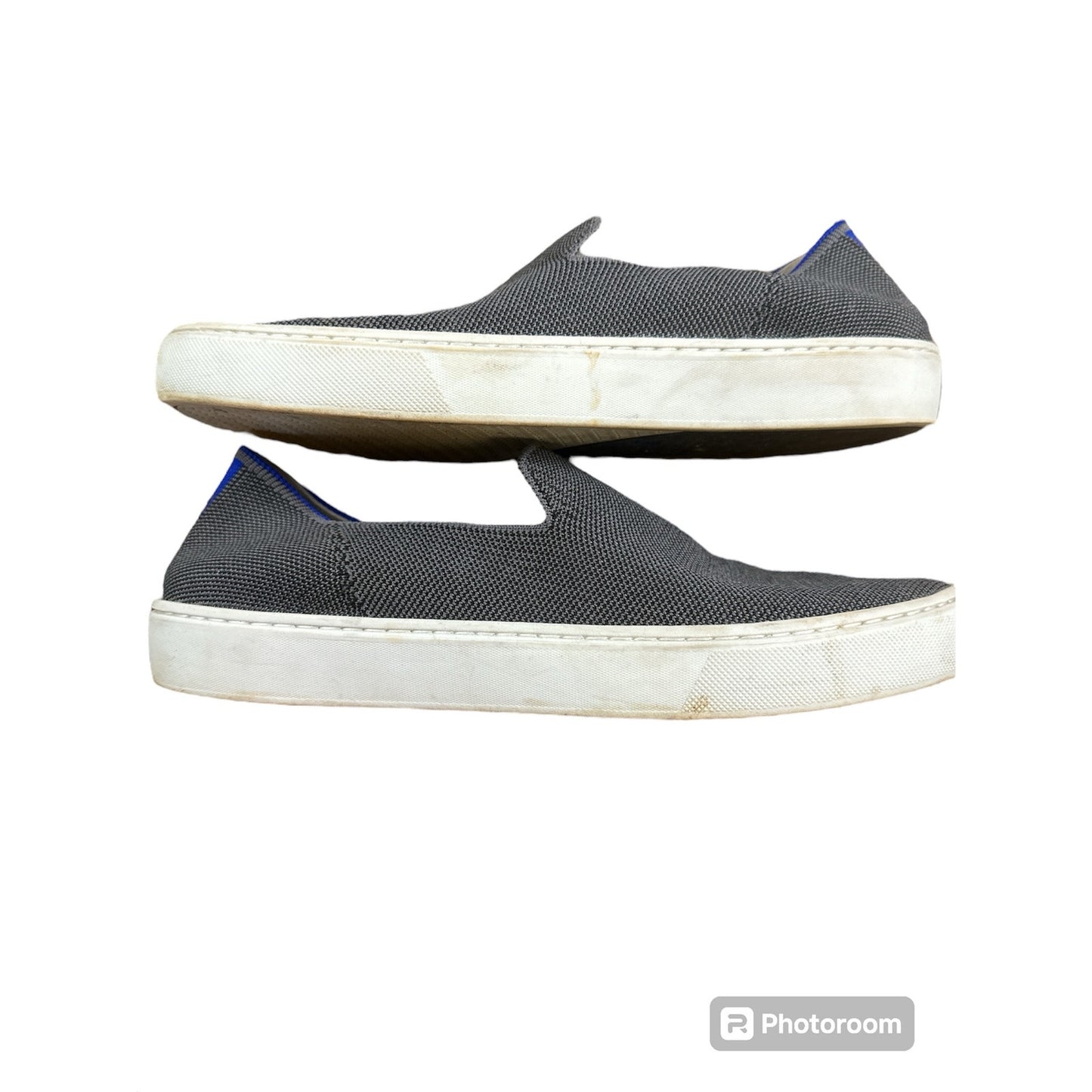 Women’s Rothy’s Light Grey White Slip On Sneaker Woven Shoe Size 9.5