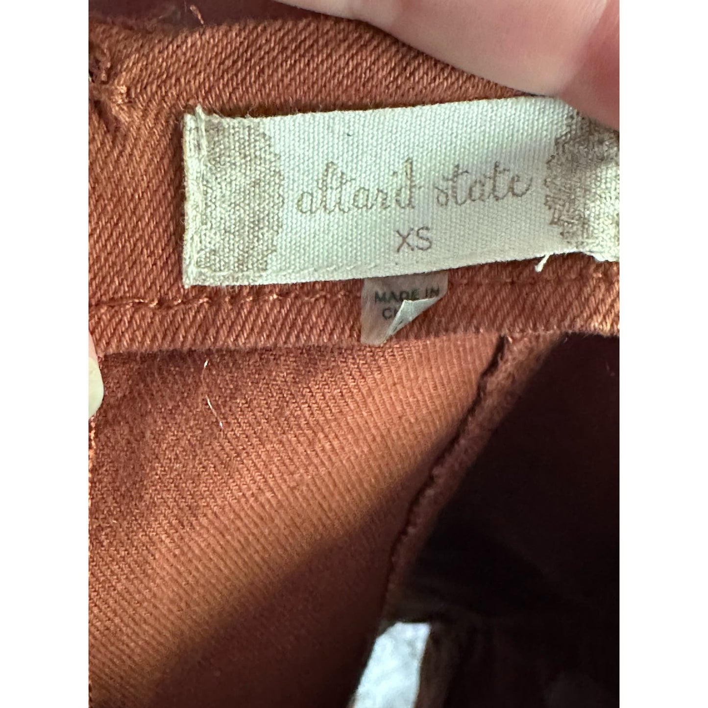 Altar’d State Boho Rust Burnt Orange Zip Up Jean Fitted Mini Skirt Size XS