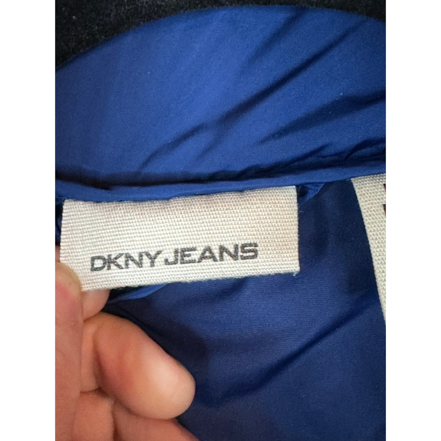 Y2K DKNY Blue Windbreaker Long Sleeve Zip Up Hooded Crop Rain Jacket Size Small