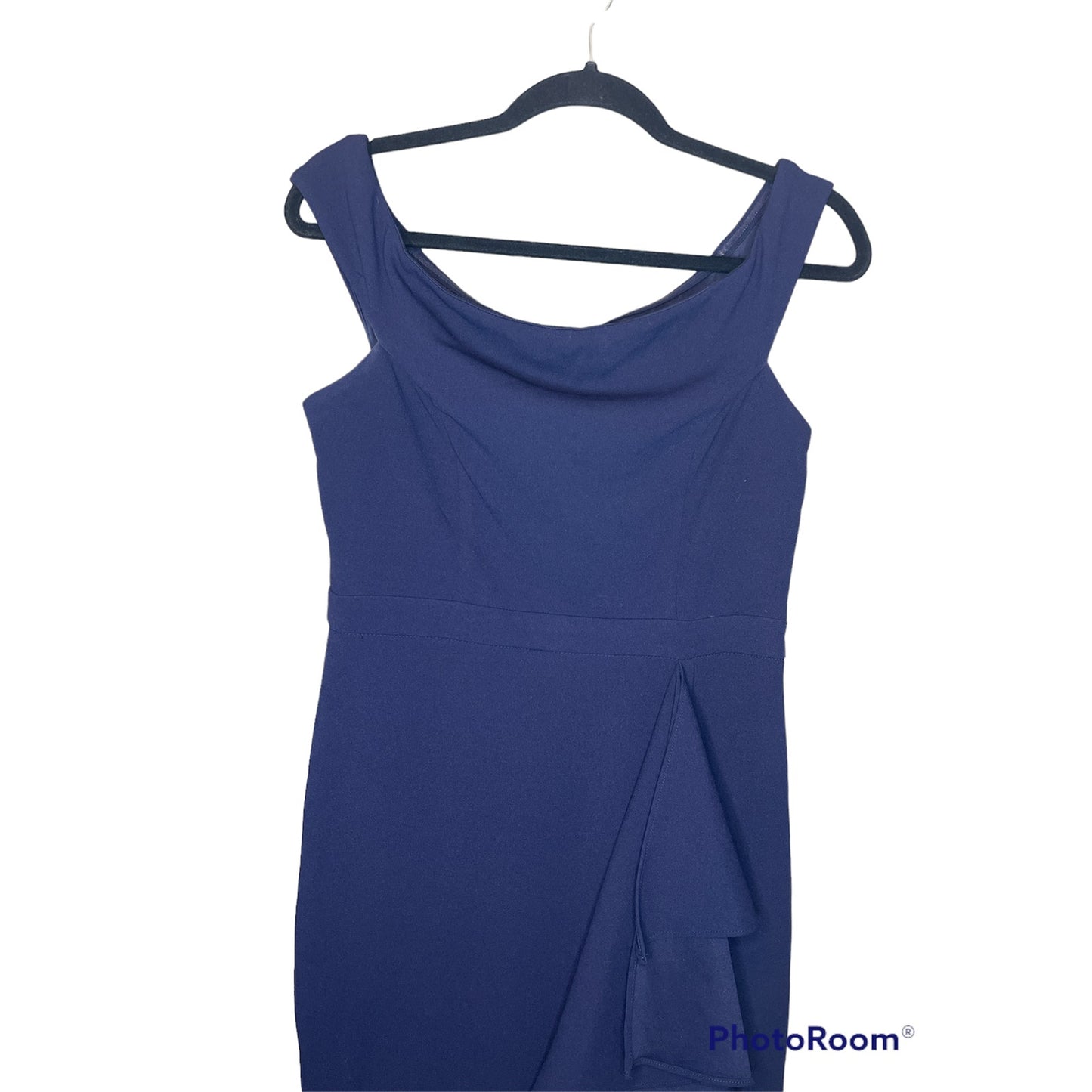 Lulu's Mila Navy Blue Ruffled Off Shoulder Maxi Formal Dress Size M